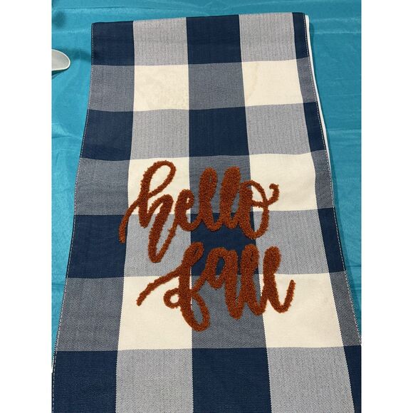 Kirklands Hello Fall Buffalo Check Table Runner Set of 2 - Picture 7 of 11